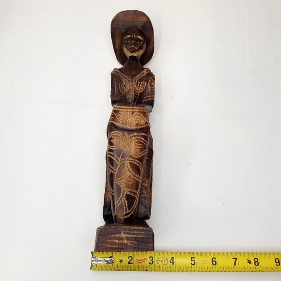 Folk Art Handcarved Wooden Man with Hat and Drum, Drummer Figurine Sculpture - Picture 10 of 11